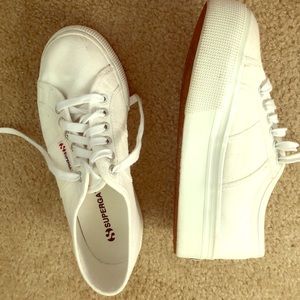 Superga white platform sneakers